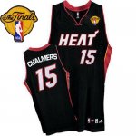 Jerseys Factory Cheap Heat #15 Mario Chalmers Black Finals Patch