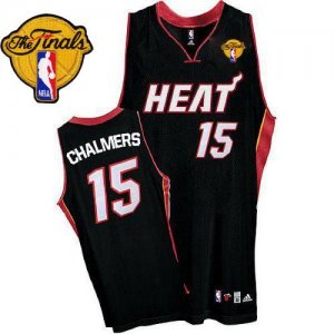 Jerseys Factory Cheap Heat #15 Mario Chalmers Black Finals Patch