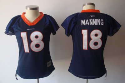 Jerseys Factory Cheap Broncos #18 Peyton Manning Blue Women's Fi
