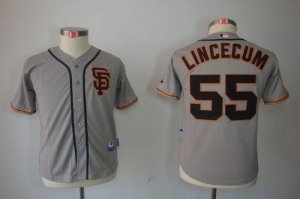 Jerseys Factory Cheap Giants #55 Tim Lincecum Grey Road 2 Cool B