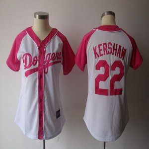 Jerseys Factory Cheap Dodgers #22 Clayton Kershaw White/Pink Wom