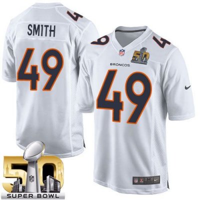 Jerseys Factory Cheap Nike Broncos #49 Dennis Smith White Super