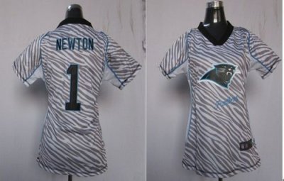 Jerseys Factory Cheap Nike Panthers #1 Cam Newton Zebra Women's