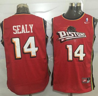 Jerseys Factory Cheap Pistons #14 Malik Sealy Red Nike Throwback
