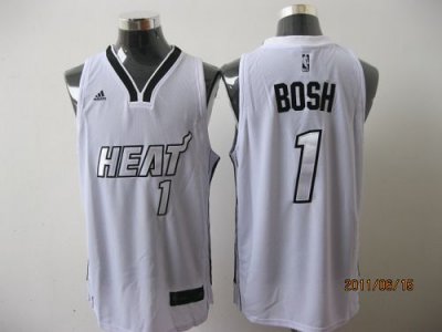 Jerseys Factory Cheap Heat #1 Chris Bosh White Silver No. Stitch