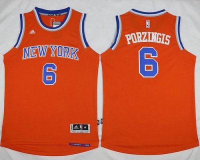 Jerseys Factory Cheap Knicks #6 Kristaps Porzingis Orange Altern