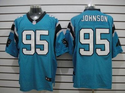 Jerseys Factory Cheap Nike Panthers #95 Charles Johnson Blue Alt