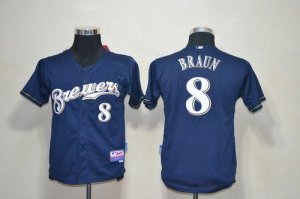 Jerseys Factory Cheap Brewers #8 Ryan Braun Blue Cool Base Embro