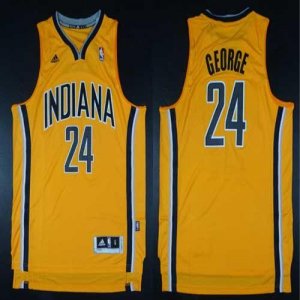 Jerseys Factory Cheap Pacers #24 Paul George Yellow Alternate Em