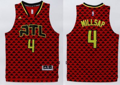 Jerseys Factory Cheap Hawks #4 Paul Millsap Red Swingman Stitche