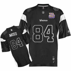 Jerseys Factory Cheap Vikings #84 Randy Moss Black Team 50TH Pat