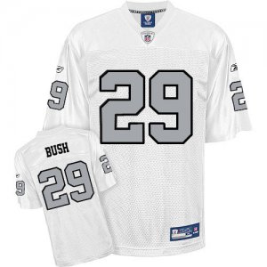 Jerseys Factory Cheap Raiders #29 Michael Bush White Silver Grey
