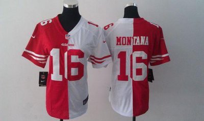 Jerseys Factory Cheap Nike 49ers #16 Joe Montana Red/White Women