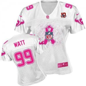 Jerseys Factory Cheap Nike Texans #99 J.J. Watt White With 10TH