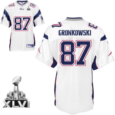 Jerseys Factory Cheap Patriots #87 Rob Gronkowski White Super Bo