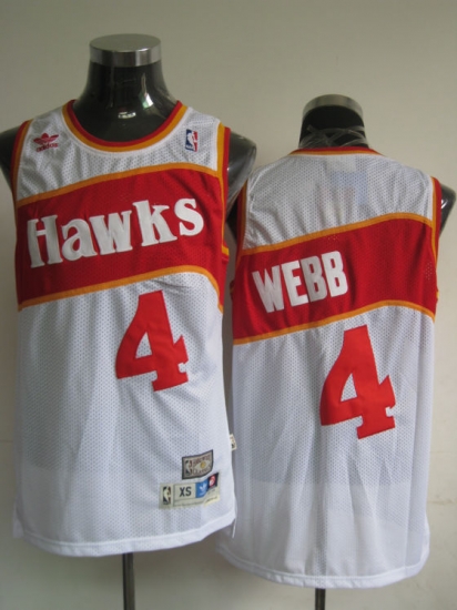 Jerseys Factory Cheap Hawks #4 Spud Webb White Stitched Throwbac - Click Image to Close
