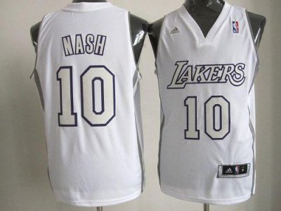 Jerseys Factory Cheap Lakers #10 Steve Nash White Big Color Fash