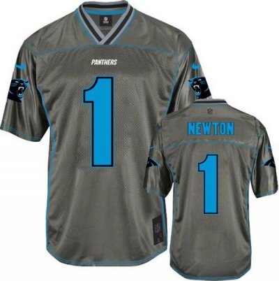 Jerseys Factory Cheap Nike Panthers #1 Cam Newton Grey Men's Sti