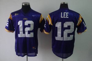 Jerseys Factory Cheap LSU Tigers #12 Jarrett Lee Purple Embroide