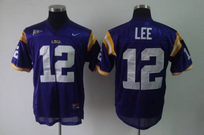 Jerseys Factory Cheap LSU Tigers #12 Jarrett Lee Purple Embroide
