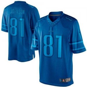 Jerseys Factory Cheap Nike Lions #81 Calvin Johnson Blue Men's S