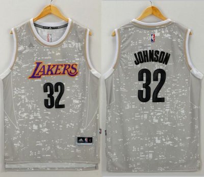 Jerseys Factory Cheap Lakers #32 Magic Johnson Grey City Light S