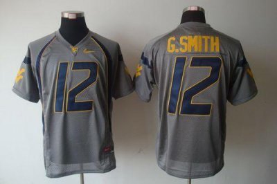 Jerseys Factory Cheap Mountaineers #12 Geno Smith Grey Embroider