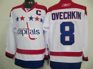 Jerseys Factory Cheap Capitals #8 Alex Ovechkin Embroidered Whit
