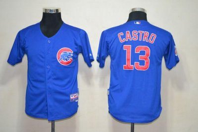 Jerseys Factory Cheap Cubs #13 Starlin Castro Blue Cool Base Emb