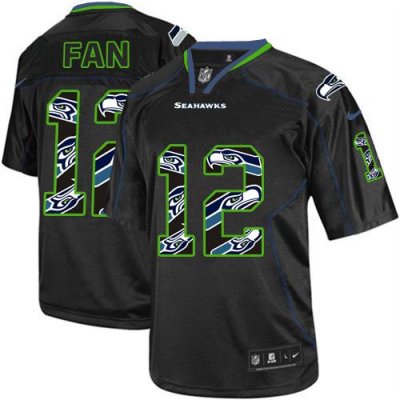 Jerseys Factory Cheap Nike Seahawks #12 Fan New Lights Out Black