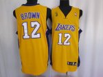 Jerseys Factory Cheap Lakers #12 Shannon Brown Stitched Yellow C