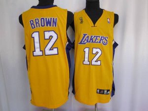 Jerseys Factory Cheap Lakers #12 Shannon Brown Stitched Yellow C