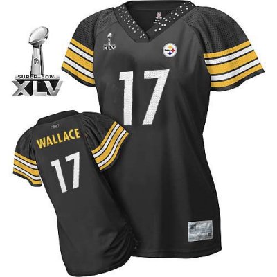 Jerseys Factory Cheap Steelers #17 Mike Wallace Black Women's Fi