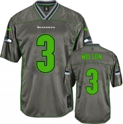 Jerseys Factory Cheap Nike Seahawks #3 Russell Wilson Grey Men's