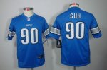 Jerseys Factory Cheap Nike Lions #90 Ndamukong Suh Light Blue Te