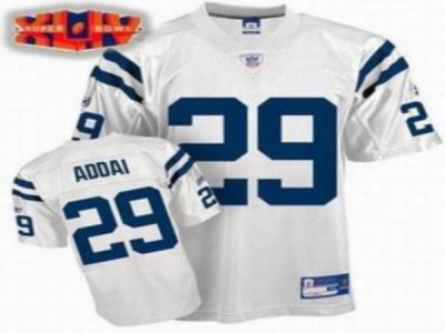 Jerseys Factory Cheap Colts #29 Joseph Addai White With Super Bo