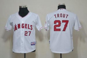 Jerseys Factory Cheap Angels #27 Mike Trout White Cool Base Embr