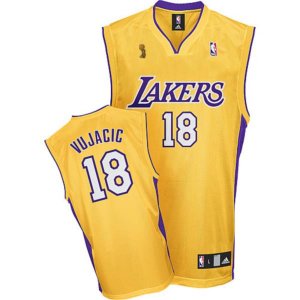 Jerseys Factory Cheap Lakers #18 Sasha Vujacic Embroidered Yello