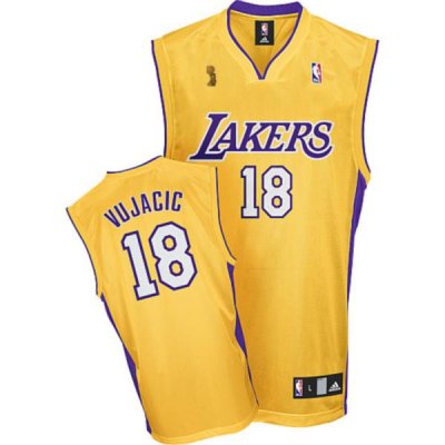 Jerseys Factory Cheap Lakers #18 Sasha Vujacic Embroidered Yello