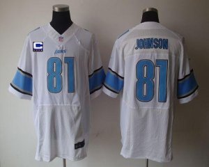 Jerseys Factory Cheap Nike Lions #81 Calvin Johnson White With C