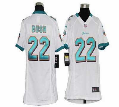 Jerseys Factory Cheap Nike Dolphins #22 Reggie Bush White Youth