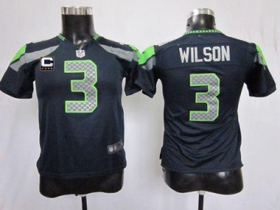 Jerseys Factory Cheap Nike Seahawks #3 Russell Wilson Steel Blue