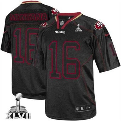Jerseys Factory Cheap Nike 49ers #16 Joe Montana Lights Out Blac