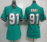 Jerseys Factory Cheap Nike Dolphins #91 Cameron Wake Aqua Green