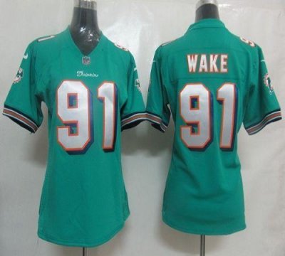 Jerseys Factory Cheap Nike Dolphins #91 Cameron Wake Aqua Green