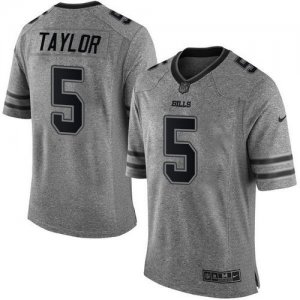 Jerseys Factory Cheap Nike Bills #5 Tyrod Taylor Gray Men's Stit