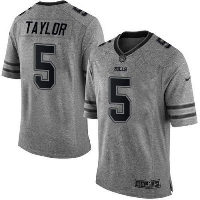 Jerseys Factory Cheap Nike Bills #5 Tyrod Taylor Gray Men's Stit