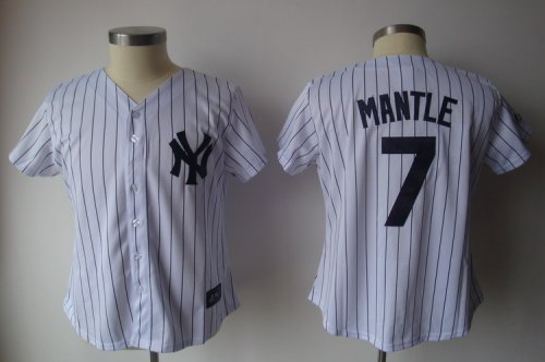 Jerseys Factory Cheap Yankees #7 Mickey Mantle White With Black