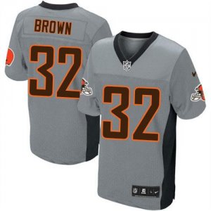 Jerseys Factory Cheap Nike Browns #32 Jim Brown Grey Shadow Men'