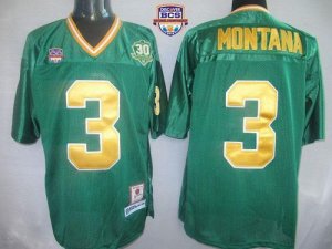 Jerseys Factory Cheap Dame #3 Joe Montana Green With 30TH Patch